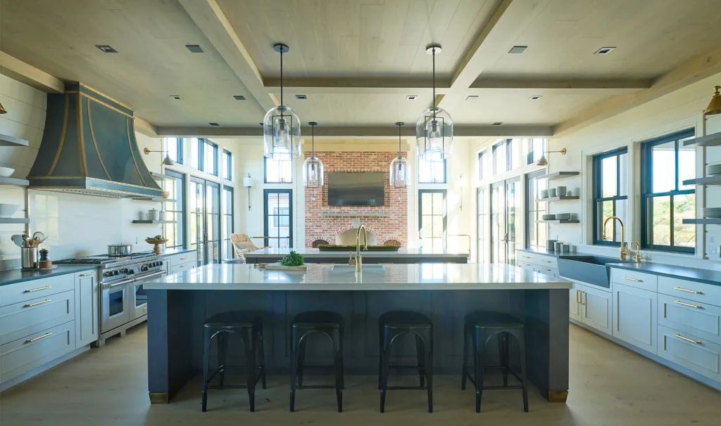 Custom kitchen with prominent island