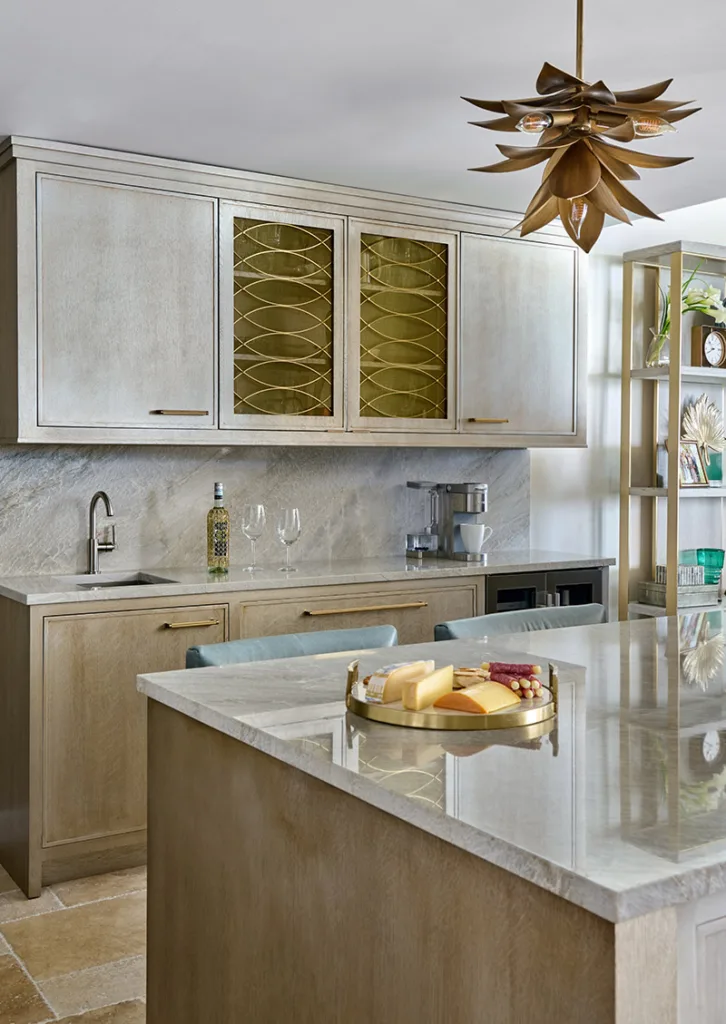 Coffee bar cabinets with unique doors