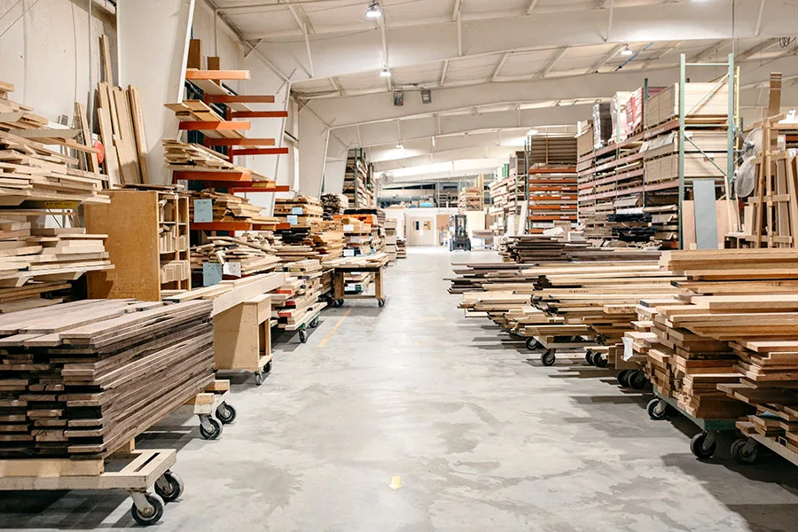 Wood for cabinets in the QCCI shop
