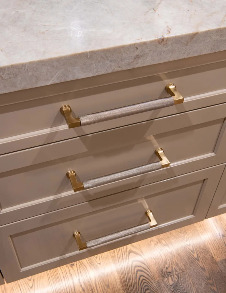 Gold colored cabinet hardware