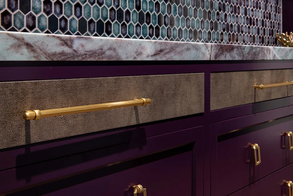 Purple cabinet doors