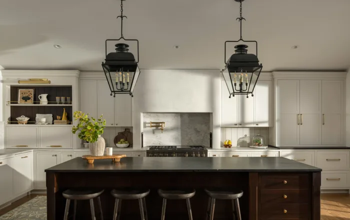 Custom kitchen with dark island