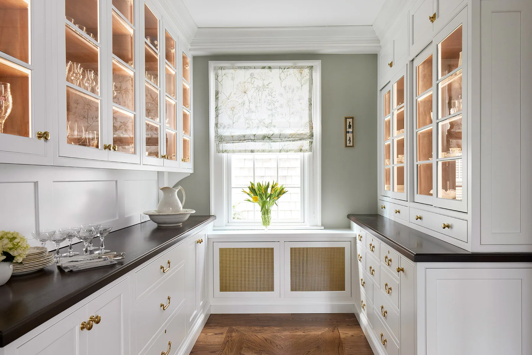 Pantry with built in cabinets