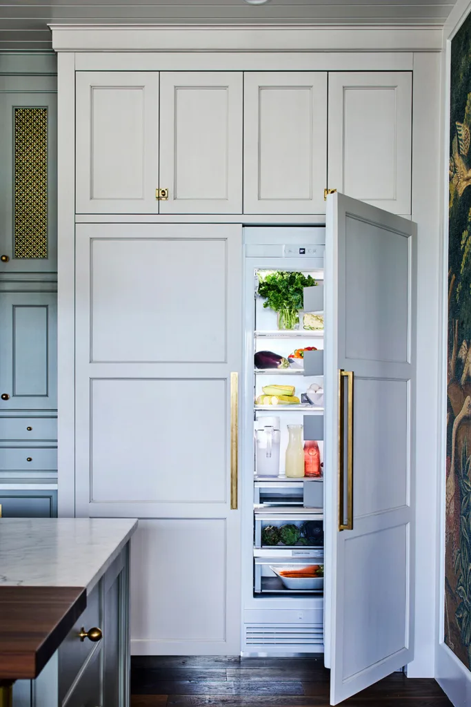Built-in fridge cabinet with door open