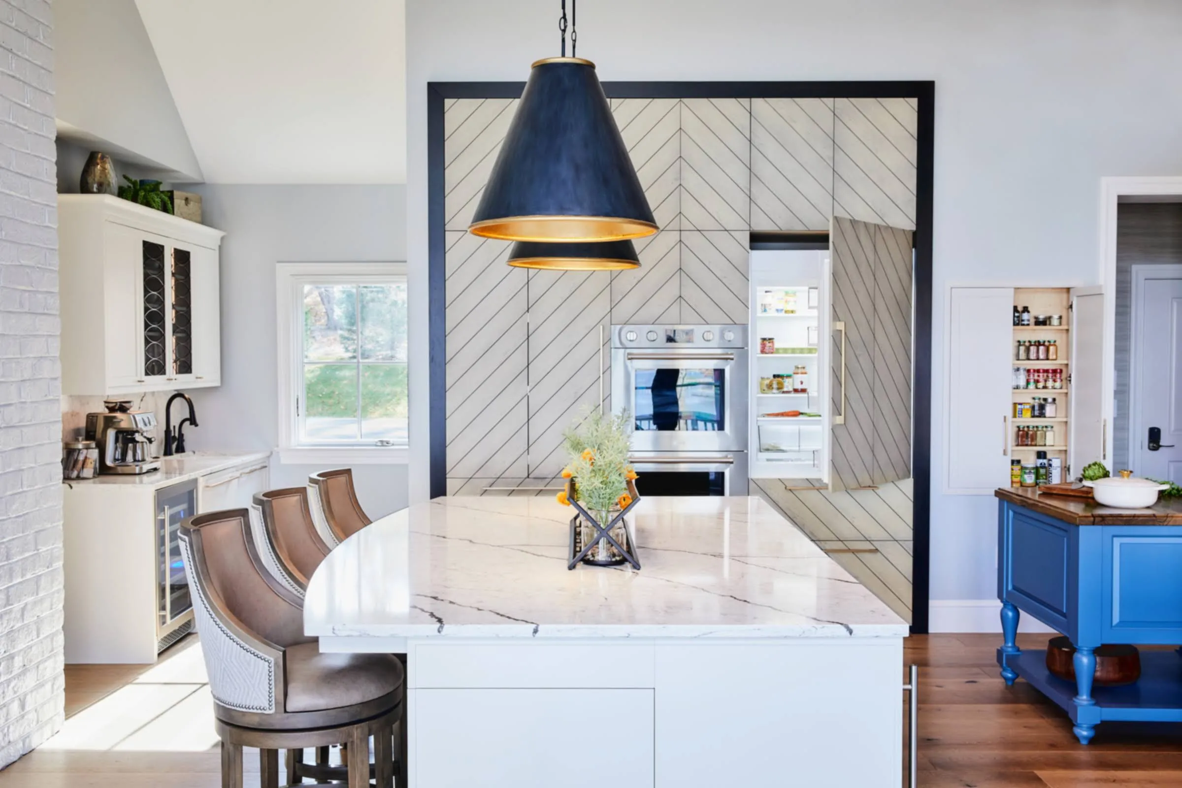 Kitchen with built-in refrigerator cabinet