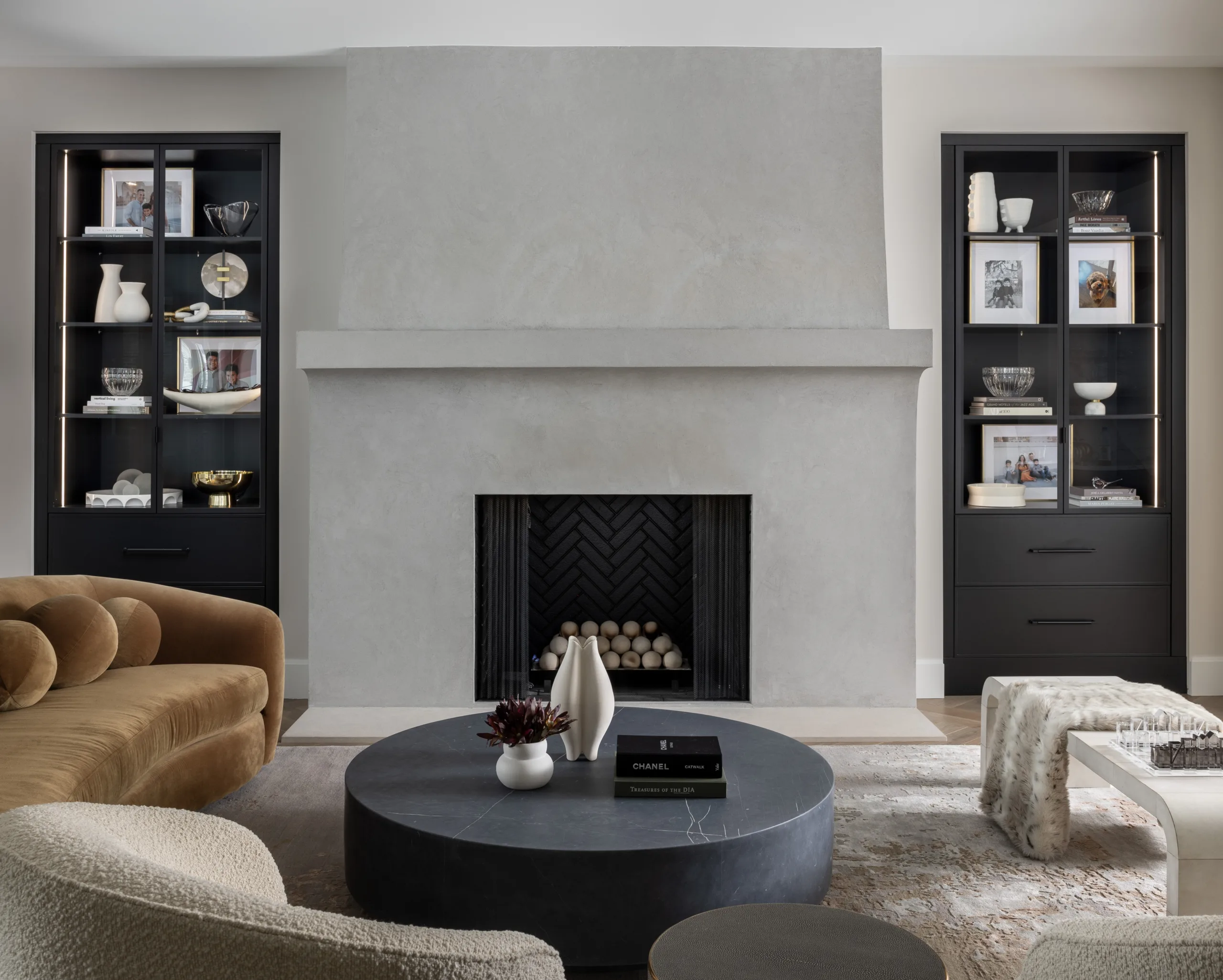 Custom-built library shelves designed for elegant and functional home libraries