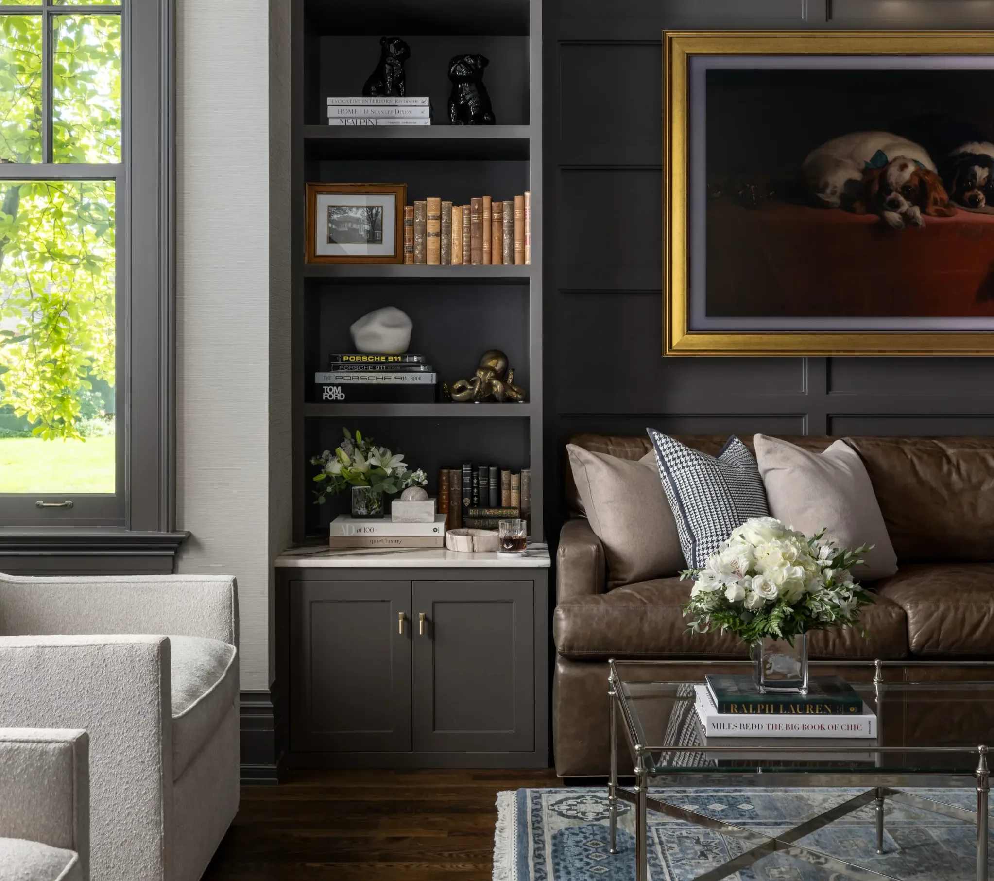 Custom-built library shelves designed for elegant and functional home libraries