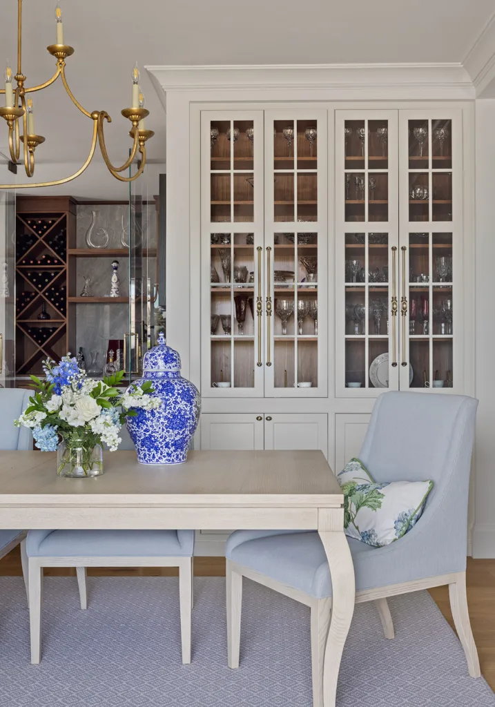 Dining room with custom built-in cabinets
