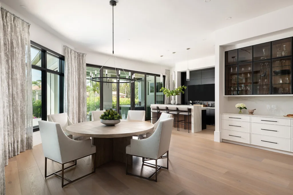 Dining room with built-in cabinets